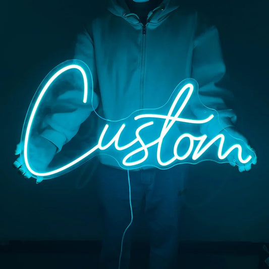 Enseigne néon LED personnalisée gaming TerGear - tenue en main, blanc