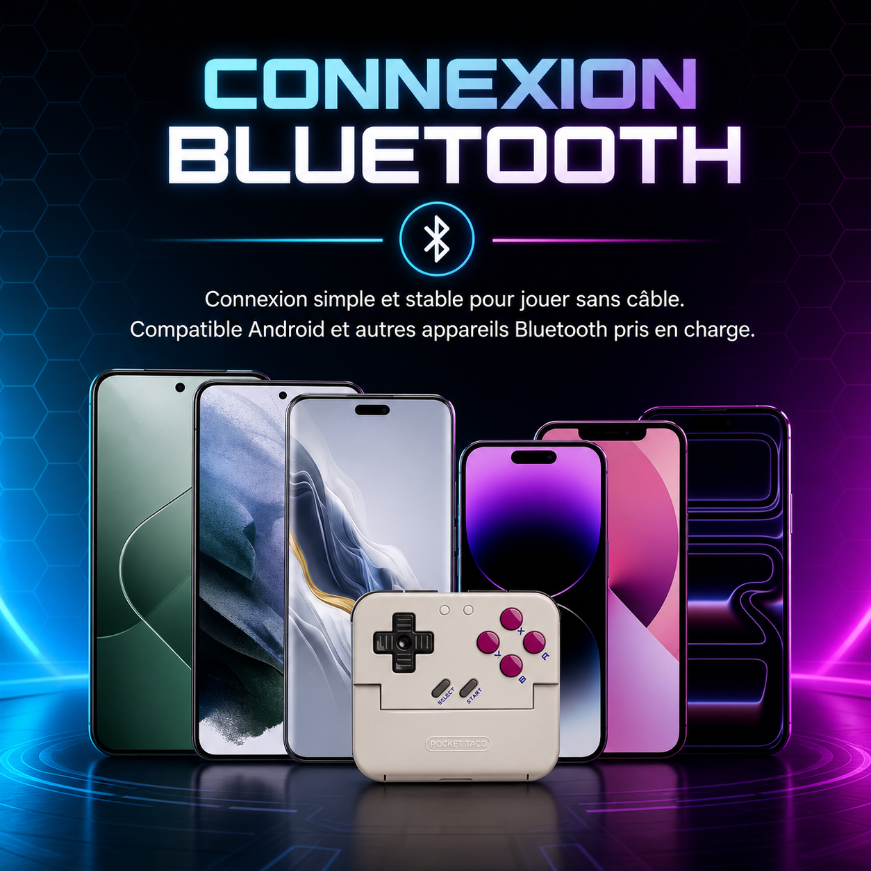 GameSir Pocket Taco - connexion Bluetooth stable, compatible Android